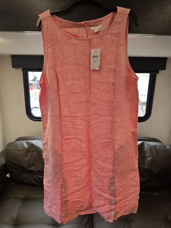 J. Jill Dresses & Skirts - J Jill, Coral Linen Shift Dress with Button Accents